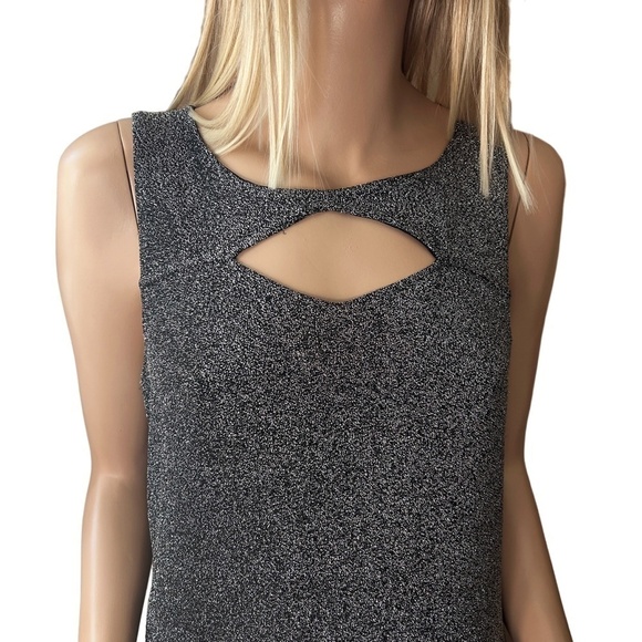 Vero Moda Dress Shift Fancy Black Silver Metallic Singlet Short Asymmetrical Hem - Picture 4 of 13